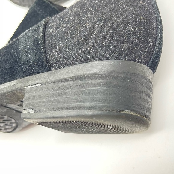Toms Boots Womens 8.5 Loren Black Suede Leather Grey Wool Ankles Side Zip Bootie - Picture 14 of 15